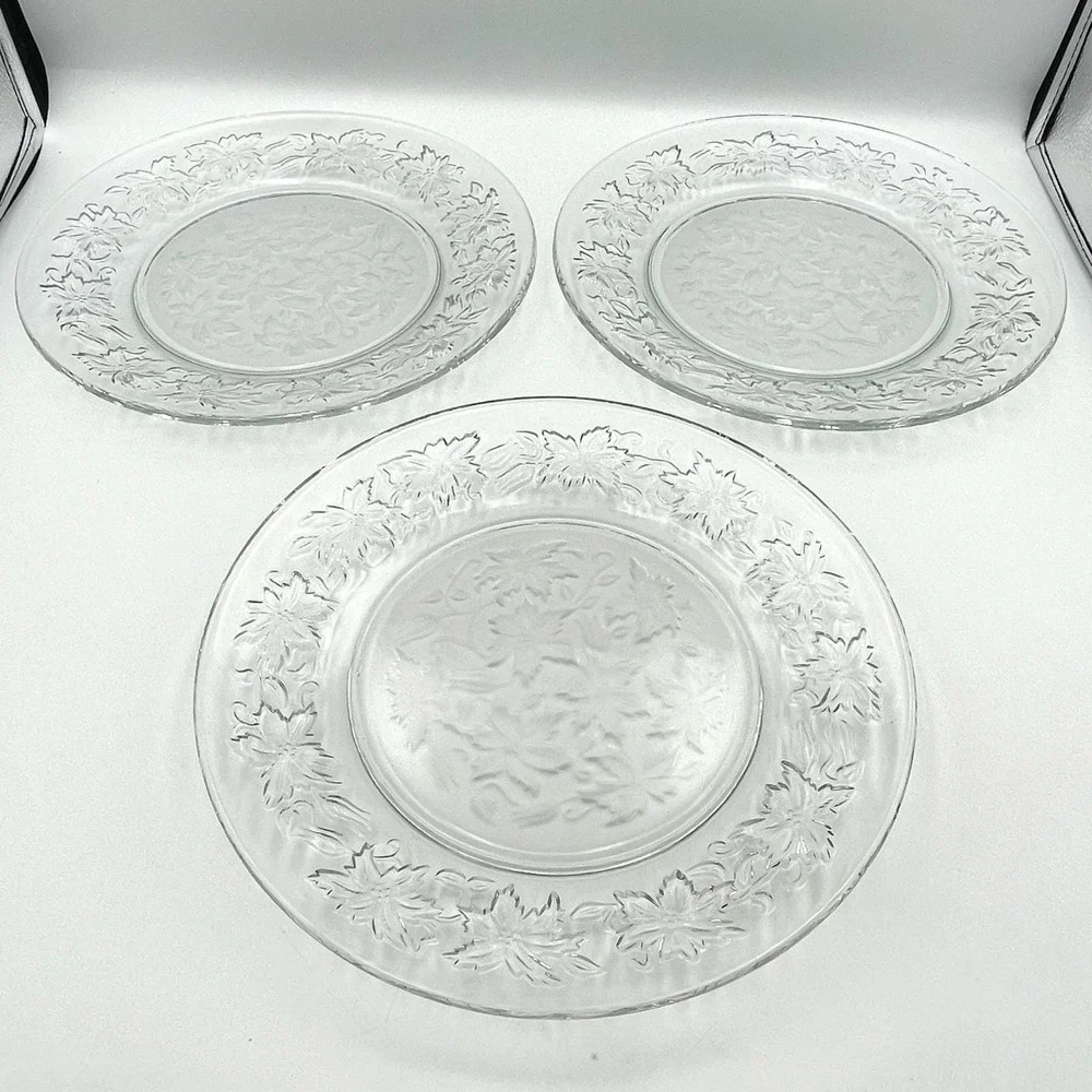Vintage 1980s Princess House Fantasia Dinner Plates Set Of 3 Frosted Floral 10